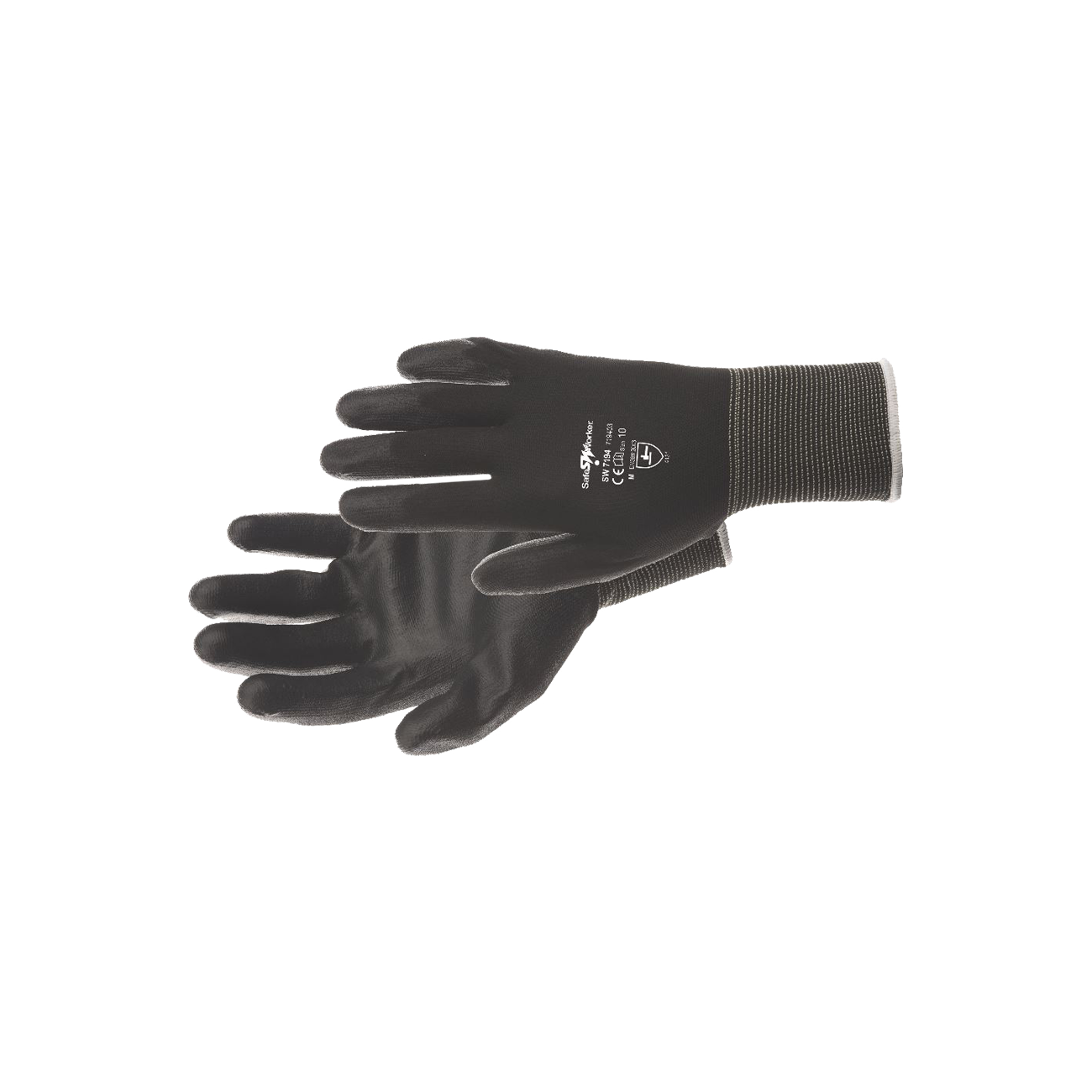 Safe Worker Nylonflex Handschoenen Zwart PU Coating Maat 8