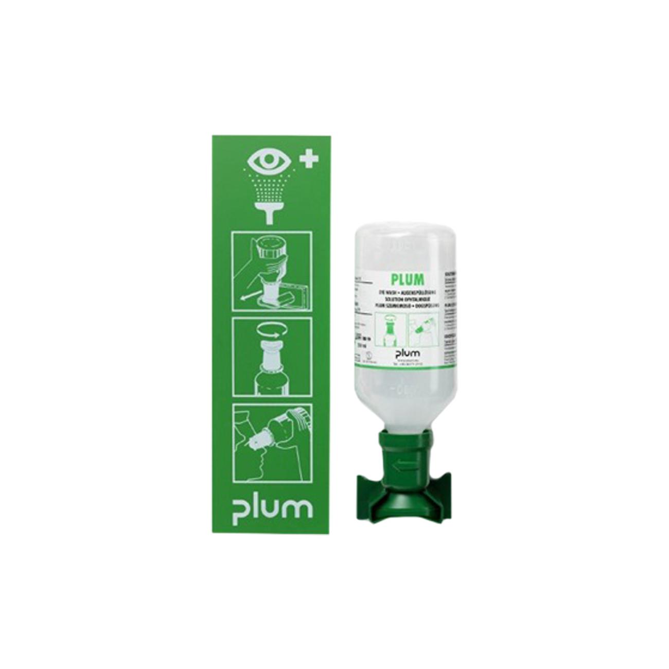 Plum Oogspoelstation 1 Fles 500 Ml Wandhouder En Pictogram