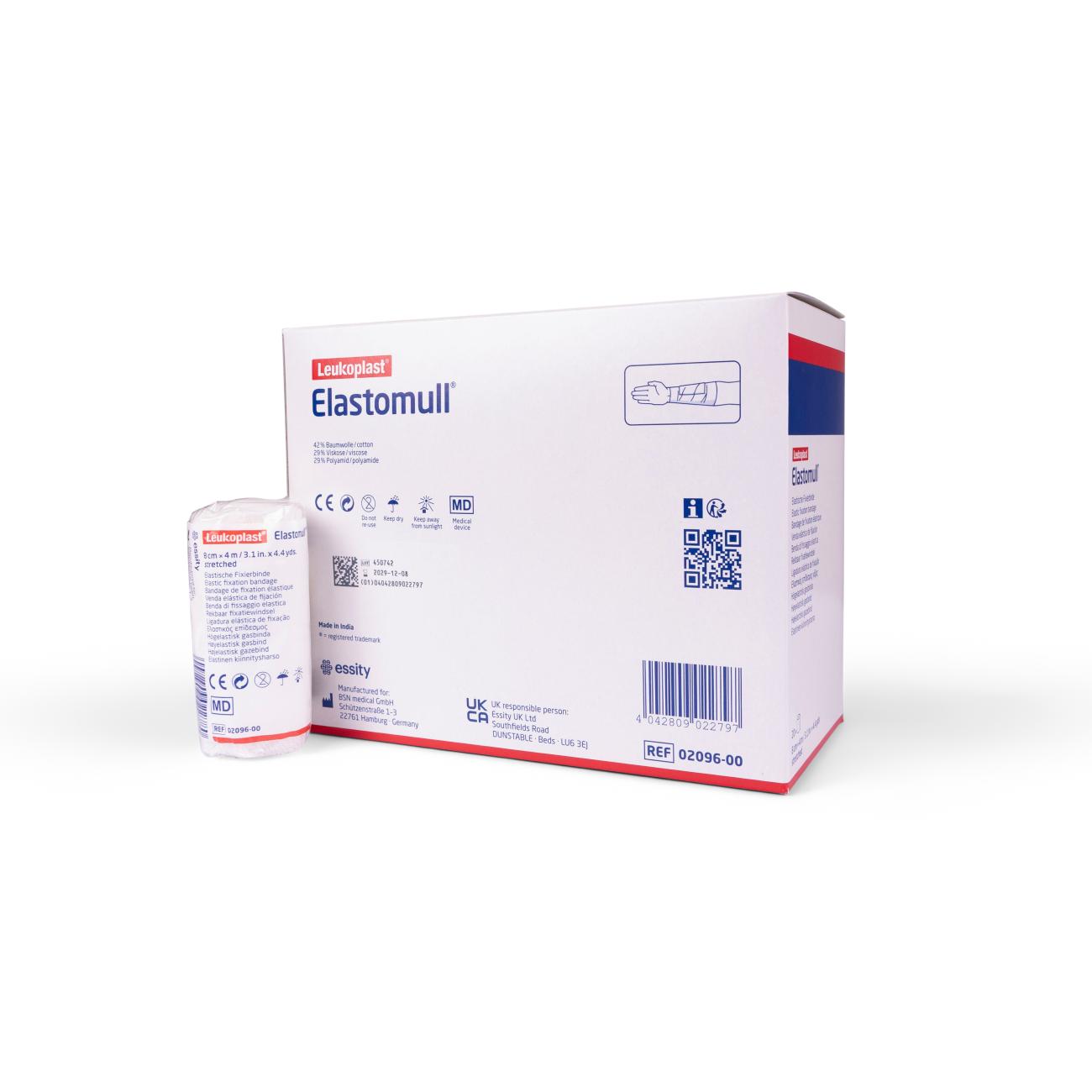 Elastomull 8 cm x 4 m gecellofaneerd (20 stuks)
