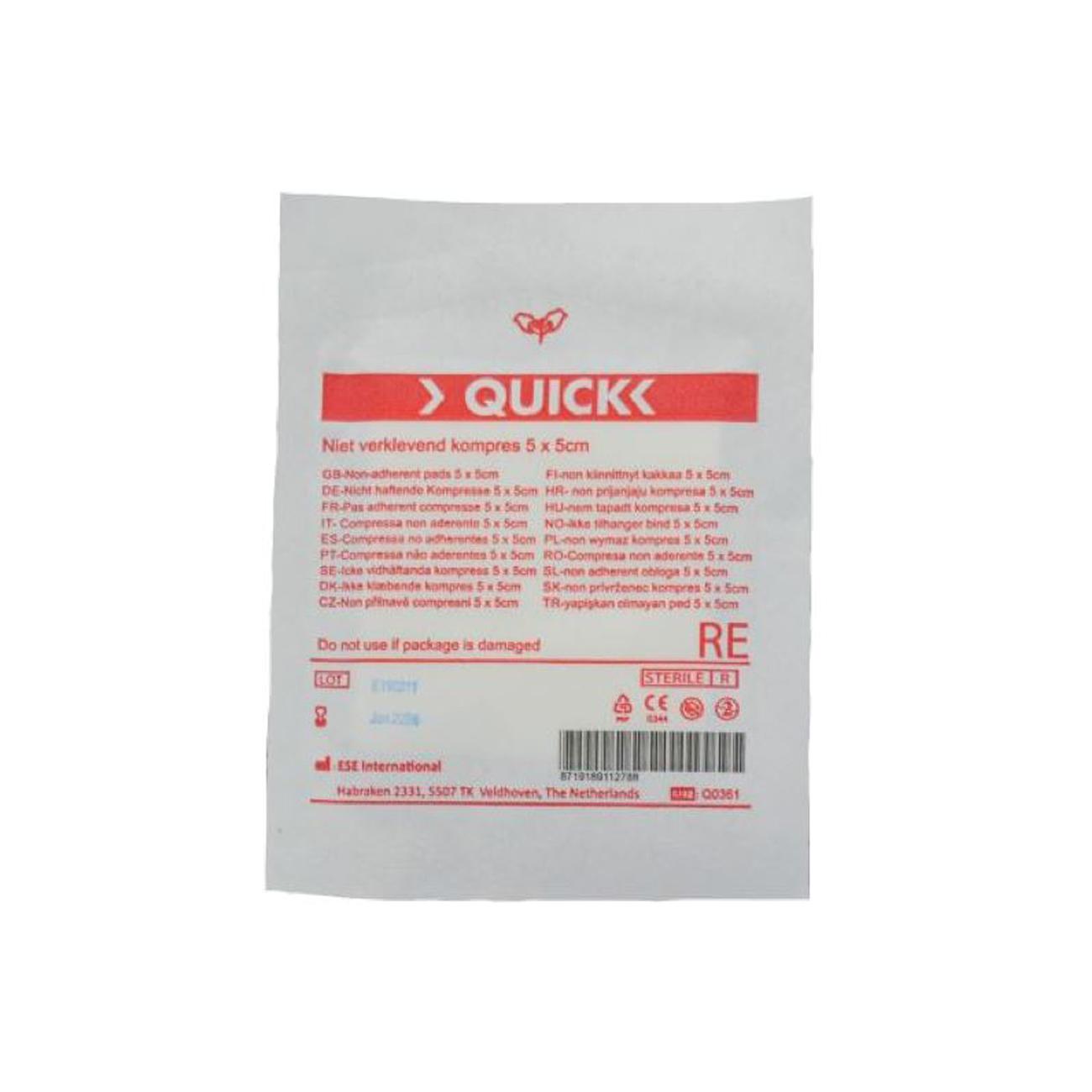 Quick niet verklevend kompres 5 x 5 cm